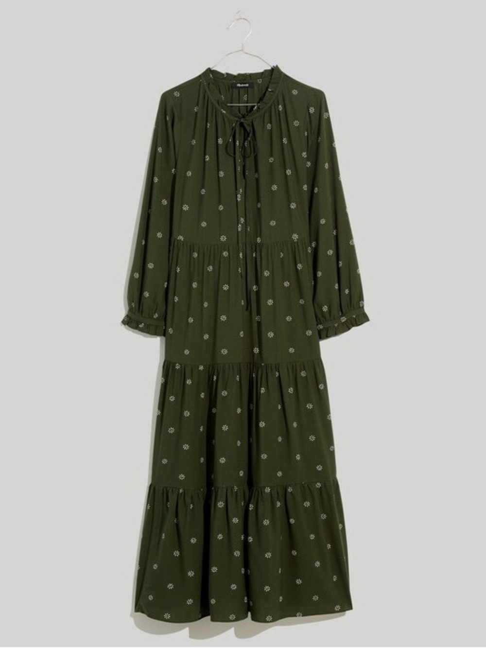 Madewell Tie-Neck Tiered Midi Dress in Stardot 2X - Picture 3 of 10